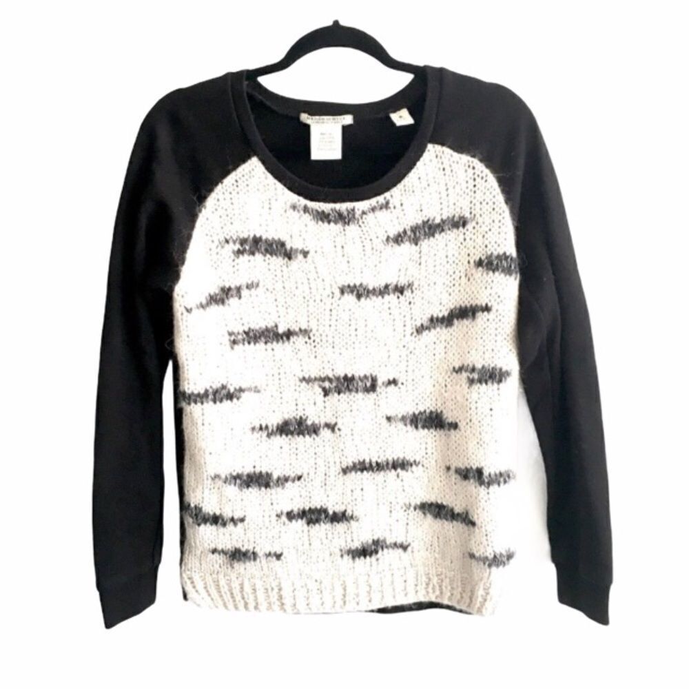 SCOTCH & SODA Wool Crew Neck Long Sleeve Sweater Black White XS